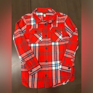Tea Collection boys size 10 red flannel button down